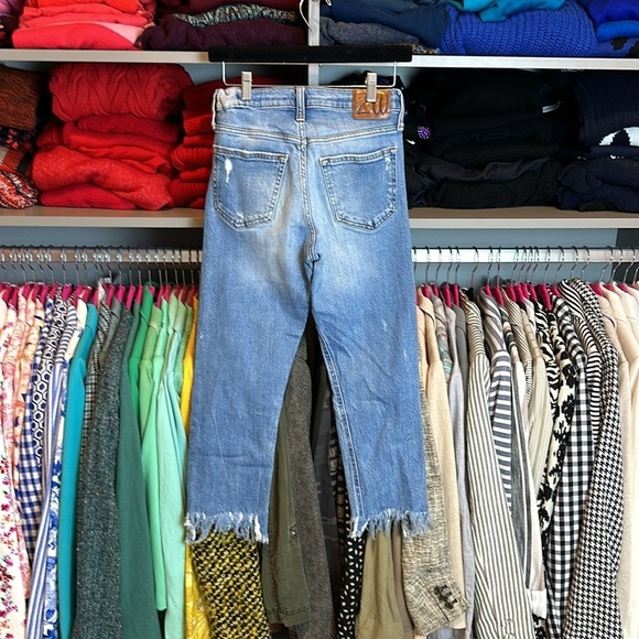 Zara Premium Jeans Collection blue distressed cropped jeans size 34/ US 2 - Picture 4 of 4